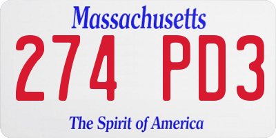 MA license plate 274PD3