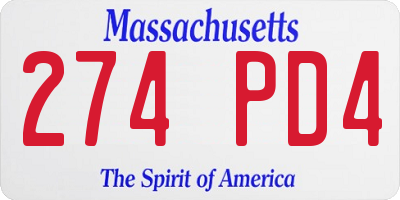 MA license plate 274PD4