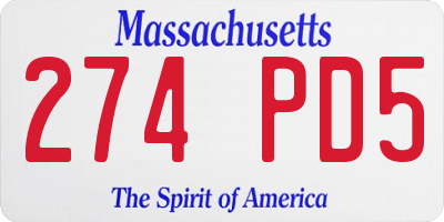 MA license plate 274PD5