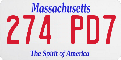 MA license plate 274PD7