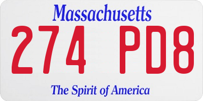 MA license plate 274PD8
