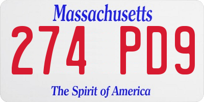 MA license plate 274PD9