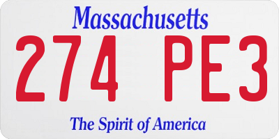 MA license plate 274PE3