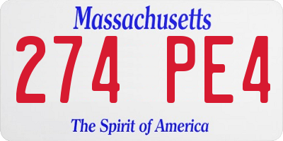 MA license plate 274PE4