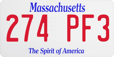 MA license plate 274PF3