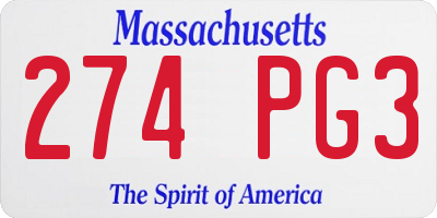 MA license plate 274PG3