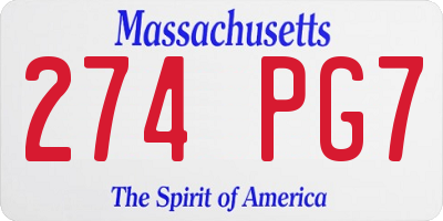 MA license plate 274PG7