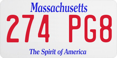 MA license plate 274PG8