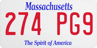 MA license plate 274PG9