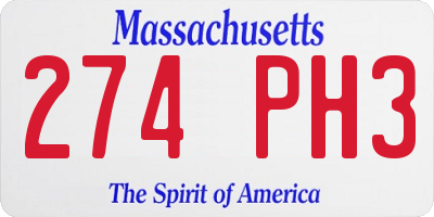 MA license plate 274PH3