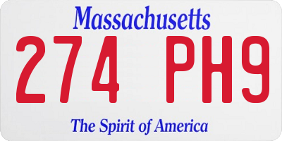 MA license plate 274PH9