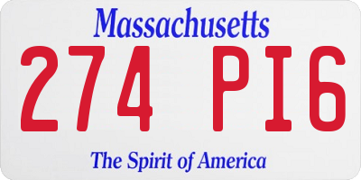 MA license plate 274PI6