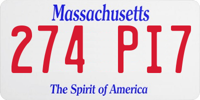 MA license plate 274PI7