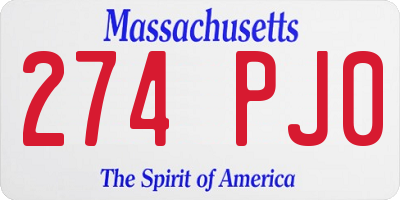 MA license plate 274PJ0