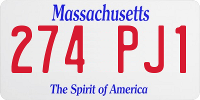 MA license plate 274PJ1