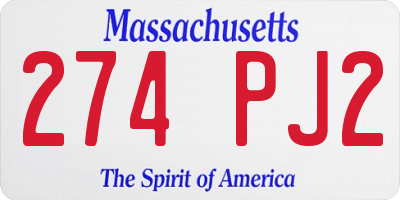 MA license plate 274PJ2