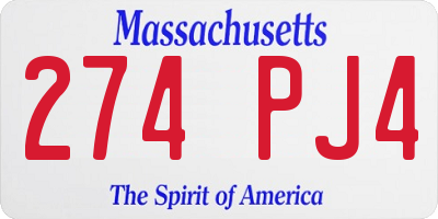 MA license plate 274PJ4