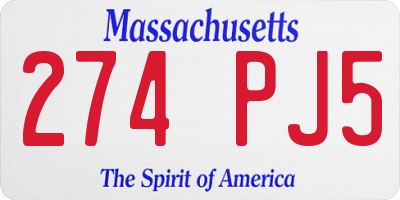 MA license plate 274PJ5