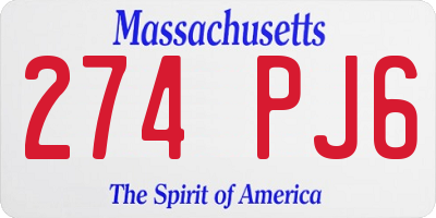 MA license plate 274PJ6