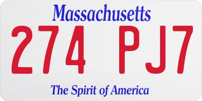 MA license plate 274PJ7