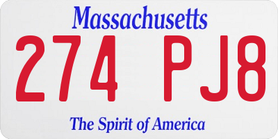 MA license plate 274PJ8