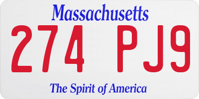 MA license plate 274PJ9