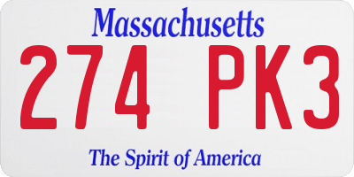 MA license plate 274PK3