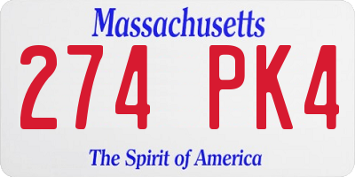 MA license plate 274PK4