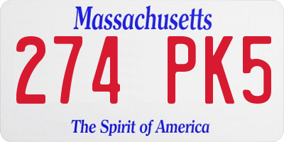MA license plate 274PK5