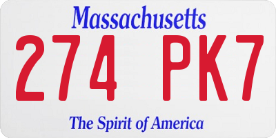 MA license plate 274PK7