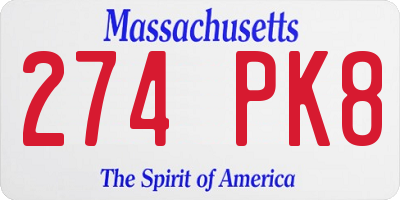 MA license plate 274PK8