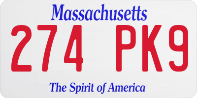 MA license plate 274PK9