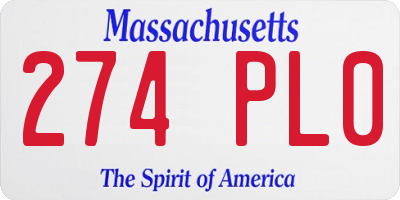 MA license plate 274PL0