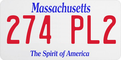 MA license plate 274PL2