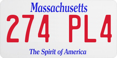 MA license plate 274PL4