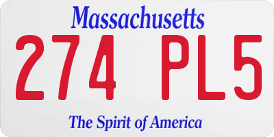 MA license plate 274PL5