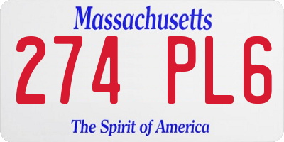 MA license plate 274PL6