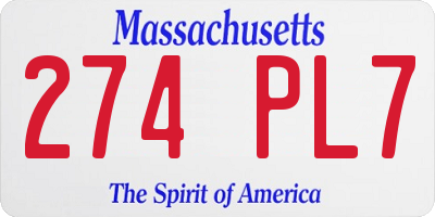 MA license plate 274PL7