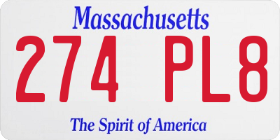 MA license plate 274PL8