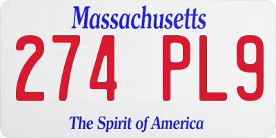 MA license plate 274PL9