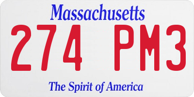 MA license plate 274PM3