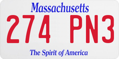 MA license plate 274PN3