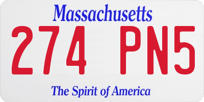 MA license plate 274PN5