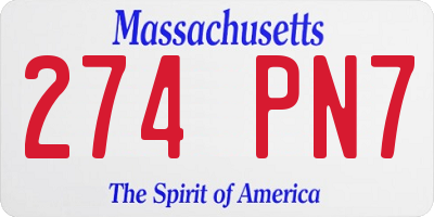 MA license plate 274PN7