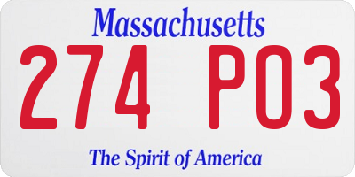 MA license plate 274PO3