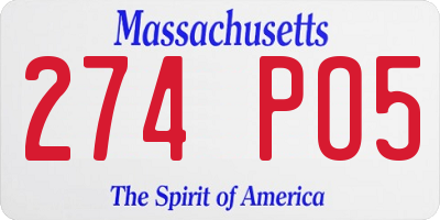 MA license plate 274PO5