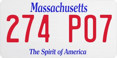 MA license plate 274PO7