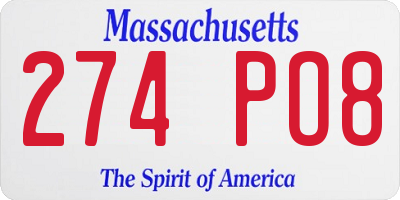 MA license plate 274PO8