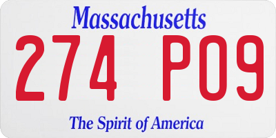 MA license plate 274PO9