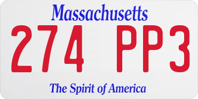 MA license plate 274PP3
